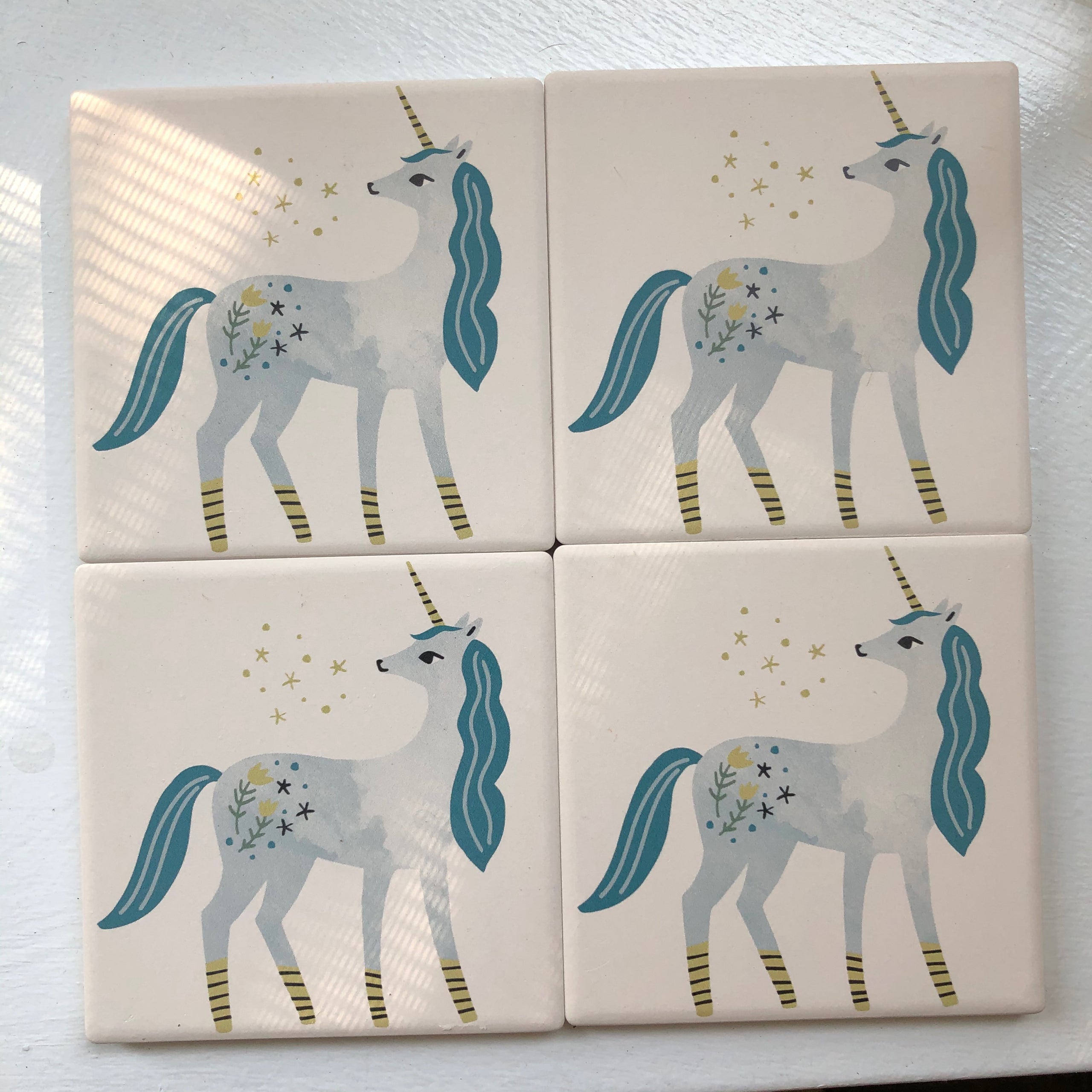 Coaster Set Unicorns Soak Up